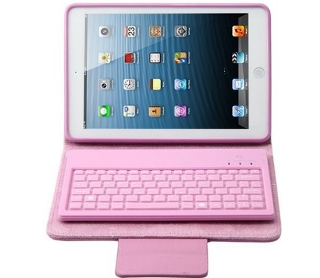 Pink Bluetooth Tablet Keyboard Cases For Ipad Mini / Ipad Mini 2 Protective Cover